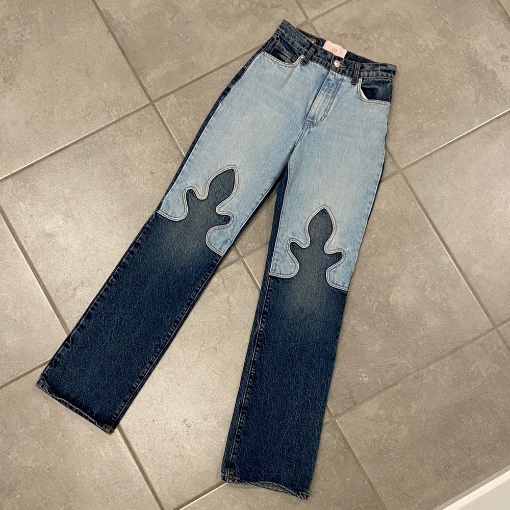 REVICE Two-Tone Cowgirl Western Straight Leg Jeans
